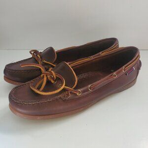 Women's Leather Docksides Deck Shoes Brown Mocassin Style Loafers Transitional
